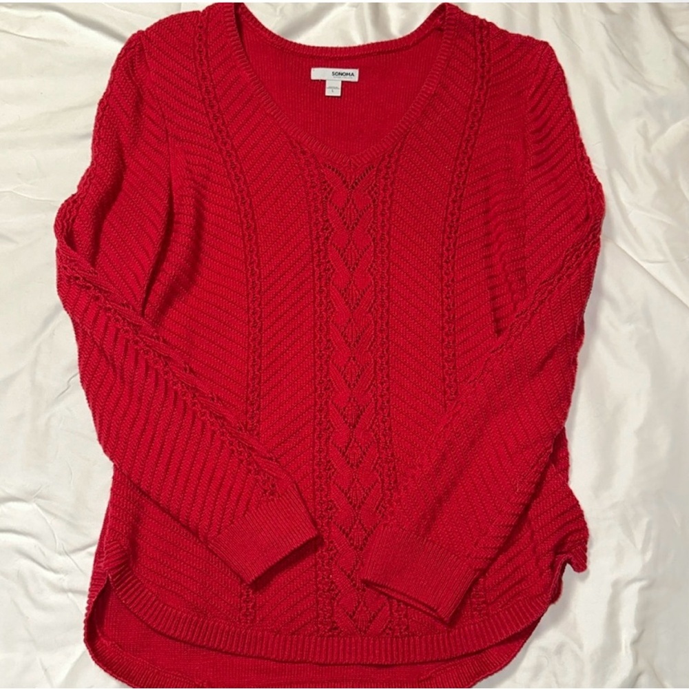 Croft & Barrow Red V-Neck Sweater Large L